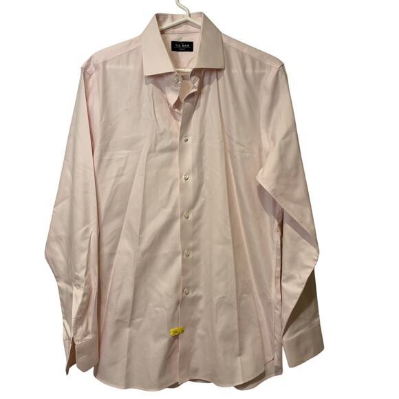The TIE BAR Trim Fit Mens Dress Shirt Button Up Pink Pastel 16 34/35‎ Preppy - Picture 1 of 6
